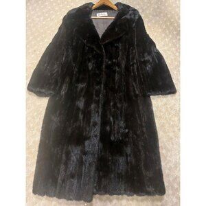 Vintage Del Ann's Dallas Dark Ranch Mink Fur Coat Jacket Full Length Large M/L